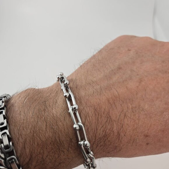 Silver Stainless Steel Bracelet - Stylish Silver Bracelet - Picture 2 of 7